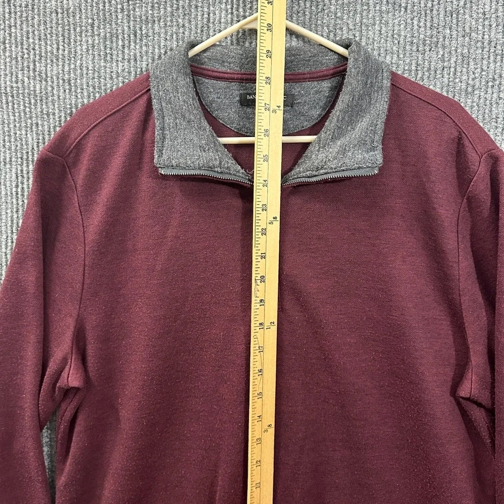 Banana Republic Mens‎ Sweater XL Maroon 1/4 Zip Pullover Knitted Long Sleeve
